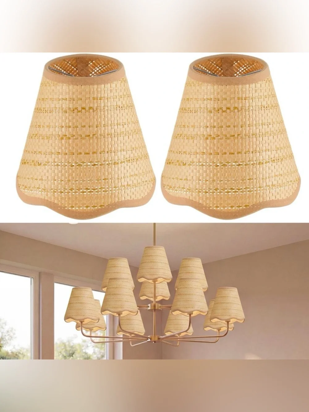 Glooglitter Small Rattan Lamp Shade Clipon Pendant